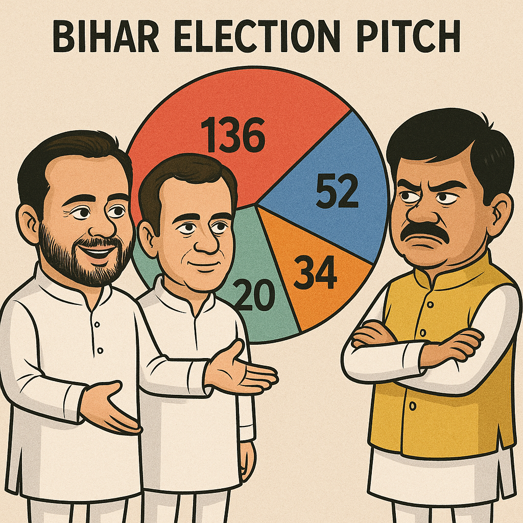 बिहार चुनाव 2025 : महागठबंधन का सीट बंटवारे का फॉर्मूला तय, 136+52+34+20 से NDA को सीधी चुनौती… क्या मान जाएंगे मुकेश सहनी?
