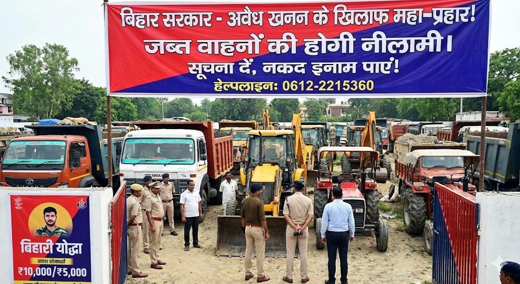 खनन माफिया पर बिहार सरकार का ‘महा-प्रहार’: अब जब्त वाहन होंगे नीलाम, सूचना देने वालों को मिलेगा नकद इनाम